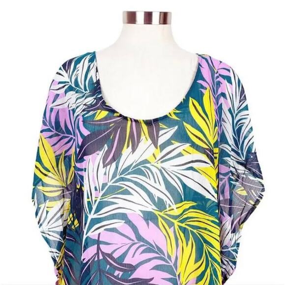 Palisades Beach Club Womens Tropical Green Printed Pullover Swim Cover-Up Size L - Picture 2 of 11